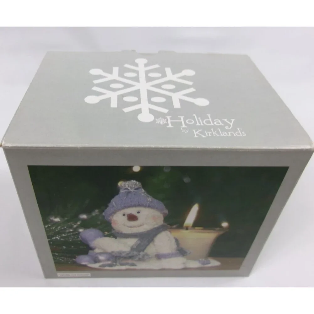 Kirkland's Holiday Snowman Tealight Candle Holder Christmas with Box Vintage